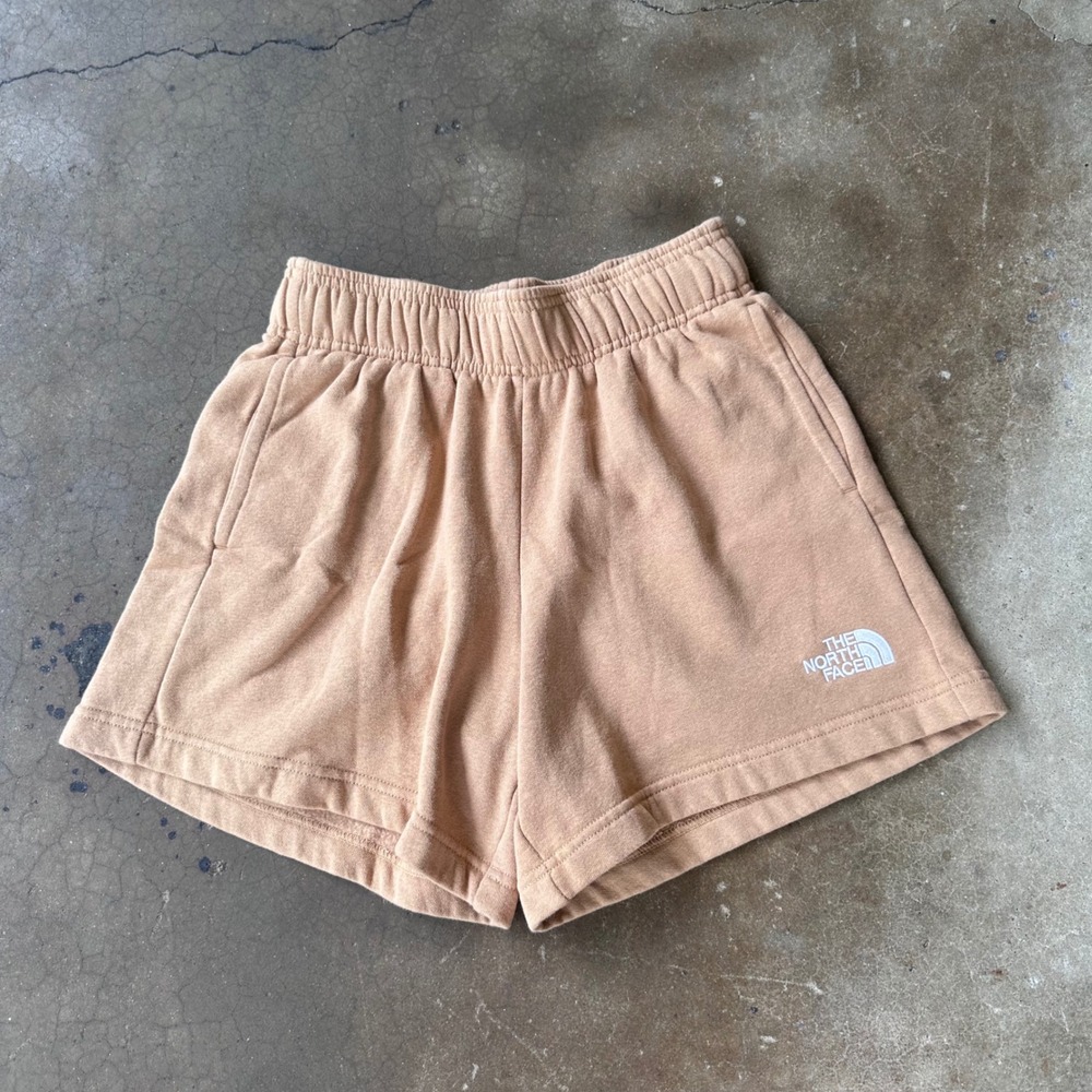 The North Face Sweat Shorts Womens Medium Tan Excellent Fleece Lounge Athletic